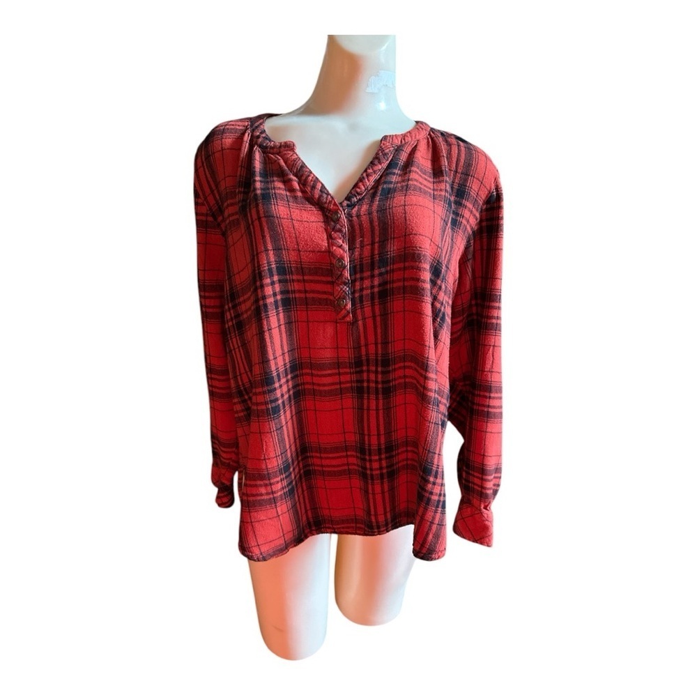 Universal Thread Red Plaid Women's Top, Soft Flannel, XL